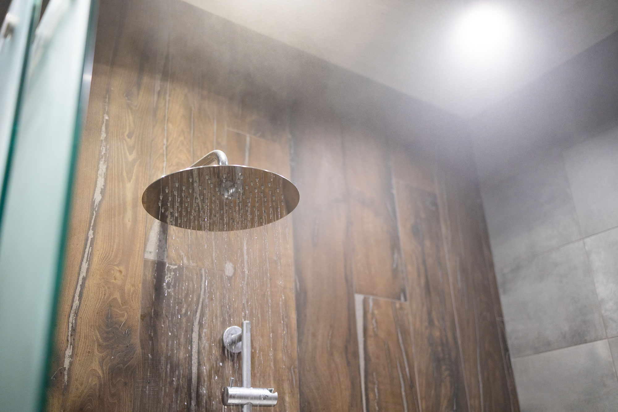 Hot water flowing from shower head