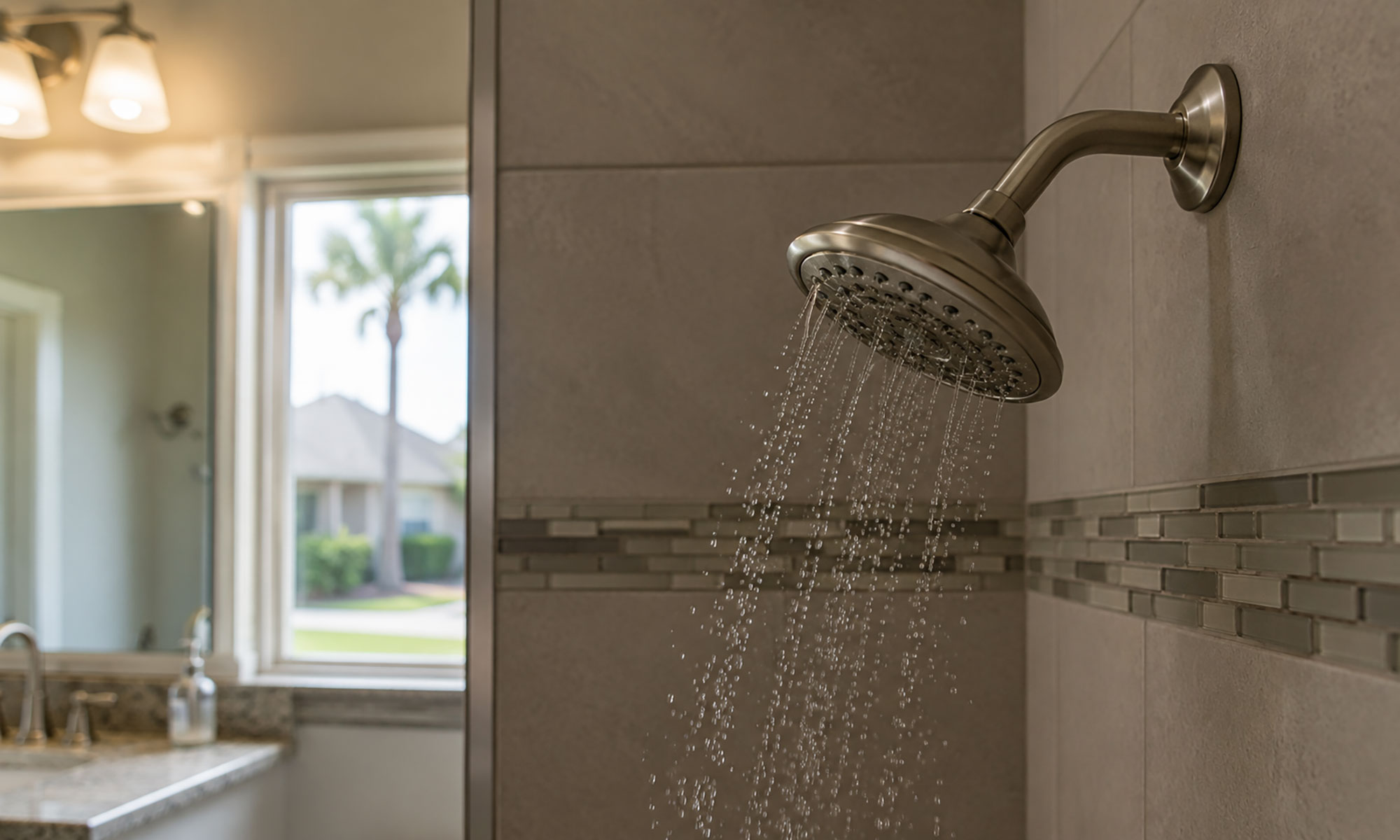 Low water pressure on showerhead. AI generated image